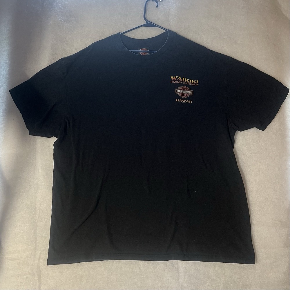 Harley Davidson Waikiki Hawaii Motorcycle Shirt Black Men's Size 2XL